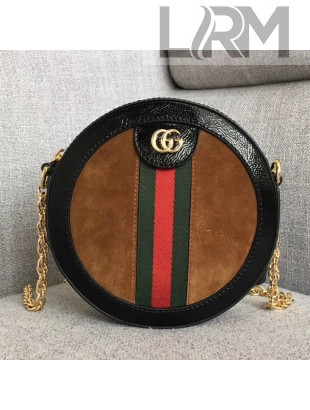 Gucci Suede Ophidia Mini Round Shoulder Bag 550618 Brown 2018