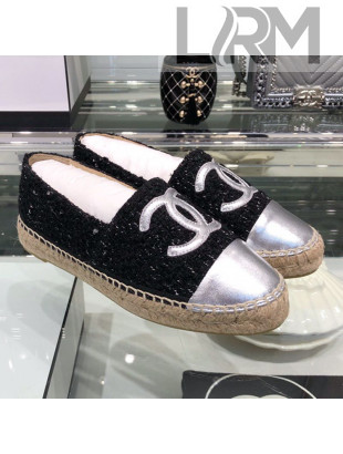 Chanel Tweed Espadrilles G29762 Silver/Black 2019