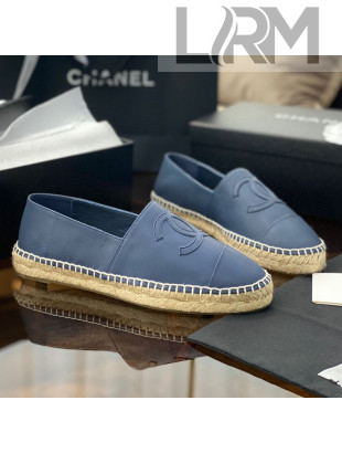 Chanel CC Shiny Lambskin Espadrilles Blue 2021 55