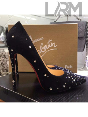 Christian Louboutin Black Suede Pump With Crystal and Stars 2018