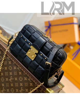 Louis Vuitton Troca MM Bag in Damier Quilt Lambskin M59114 Black 2021 