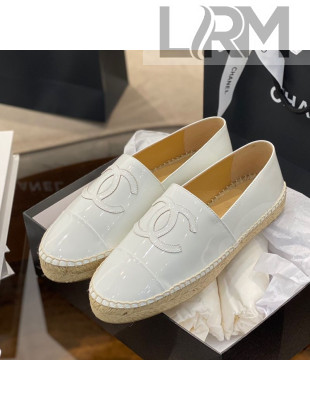 Chanel CC Patent Leather Espadrilles White 2021 58