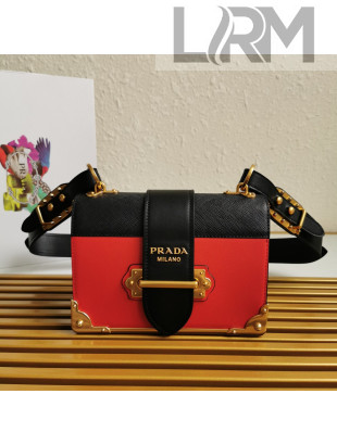 Prada Leather Prada Cahier Bag 1BD045 Red/Black