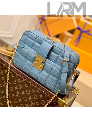 Louis Vuitton Troca MM Bag in Damier Quilt Lambskin M59114 Blue 2021 