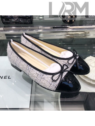 Chanel Tweed and Patent Calfskin Ballerinas G02819 White 2019
