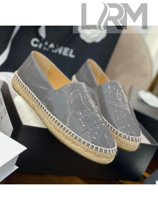 Chanel CC Patent Leather Espadrilles Gray 2021 59