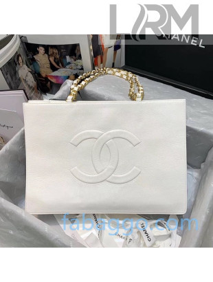 Chanel Shiny Aged Calfskin Shopping Bag AS1943 White 2020