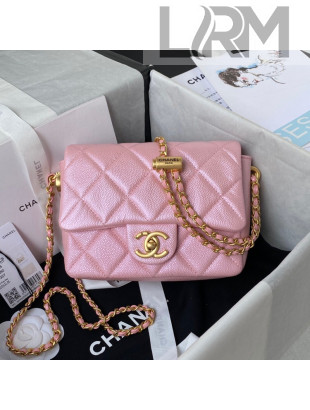 Chanel Iridescent Grained Calfskin Mini Flap Bag AS2855 Pink 02 2021