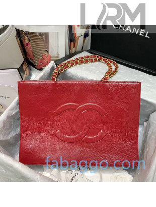 Chanel Shiny Aged Calfskin Shopping Bag AS1943 Red 2020