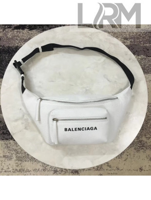 Balen...ga Calfskin Logo Print Medium Belt Bag White 2018