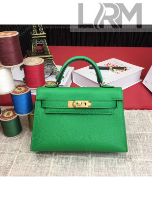 Hermes Mini Kelly 2 Handbag in Original Epsom Leather Green (Half Handmade)