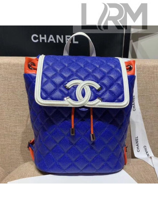 Chanel Grained Calfskin CC Filigree Backpack A57090 Blue 2019