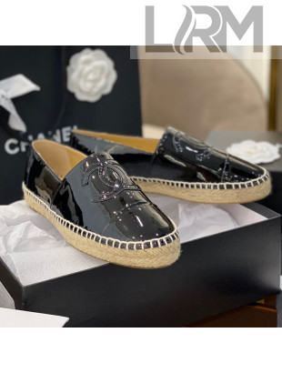Chanel CC Patent Leather Espadrilles Black 2021 61