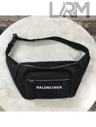 Balen...ga Calfskin Logo Print Medium Belt Bag Black 2018