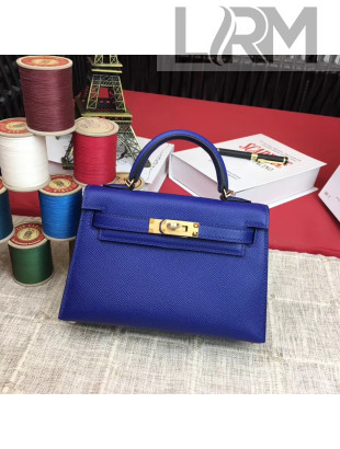 Hermes Mini Kelly 2 Handbag in Original Epsom Leather Electric Blue (Half Handmade)