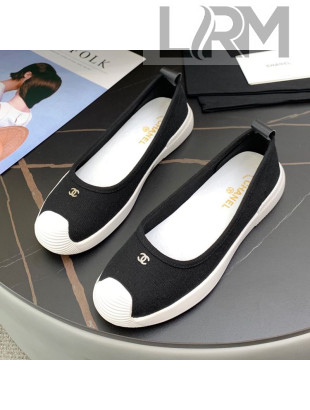 Chanel Canvas Flat Loafers Shoes Black 2021