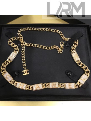 Chanel Logo Metal Chain Belt AB3758 Gold/Crystal 2021
