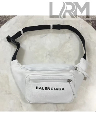 Balen...ga Calfskin Logo Print Small Belt Bag White 2018