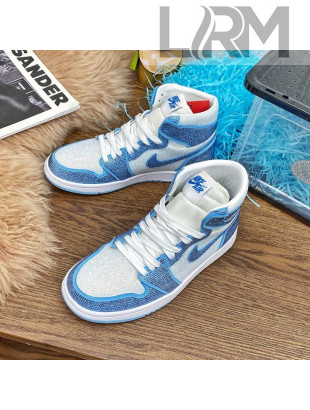 Nike Air Jordan Crystal Allover High-top Sneakers Light Blue 2020 (For Women and Men)