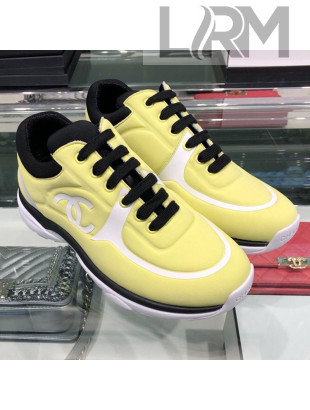 Chanel Lycra Patchwork Sneakers G34765 White/Yellow 2019