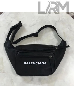 Balen...ga Calfskin Logo Print Small Belt Bag Black 2018