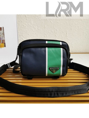 Prada Men's Striped Leather Cross-Body Bag 2VH043 Black/Green 2020