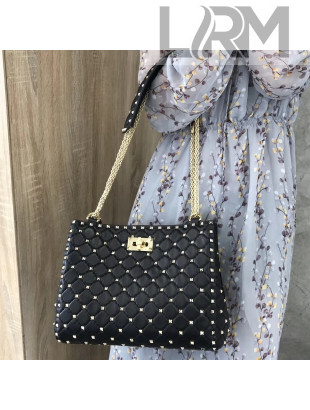 Valentino Rockstud Spike Small Shopping Tote Bag Black 2018