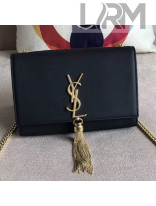 Saint Laurent Kate Small Chain and Tassel Bag in Smooth Leather 474366 Black/Gold  