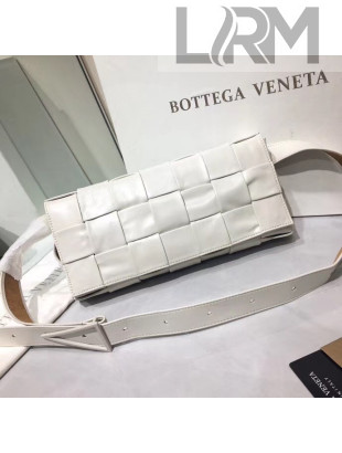 Bottega Veneta Intrecciato Calf Leather Crossbody Bag With signature Triangular Buckle White 2020