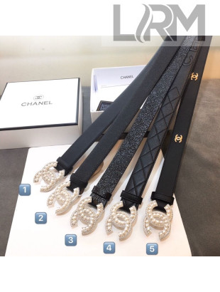 Chanel Leather Belt 30mm with Pearl CC Buckle 