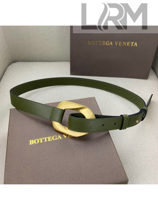 Bottega Veneta Leather Belt 25mm with Metal Framed Buckle Green 2020
