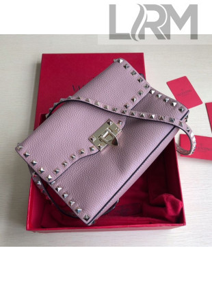 Valentino Small Rockstud Grainy Calfskin Crossbody Bag 0181S Purple 2019
