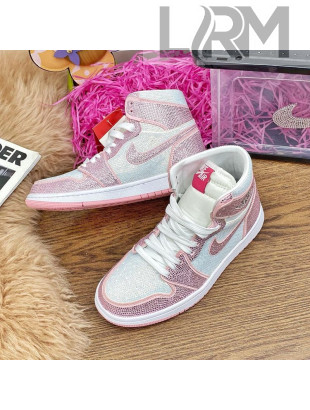 Nike Air Jordan Crystal Allover High-top Sneakers Light Pink 2020 (For Women and Men)