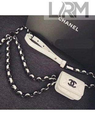 Chanel Quilted Grained Calfskin Chain Belt Bag/Airpods Pro Holder AP1956 White 2021