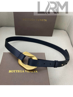 Bottega Veneta Leather Belt 25mm with Metal Framed Buckle Black 2020