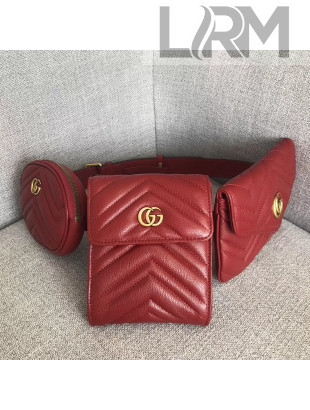 Gucci GG Marmont Matelassé Leather Belt Bag 524597 Red 2018