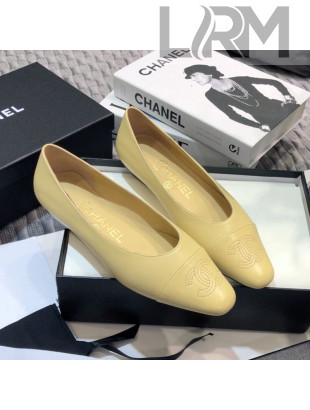 Chanel Vintage Lambskin Ballerinas with CC Embroidery Nude 2021