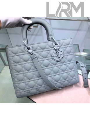 Dior Cannage Calfskin Large Lady Dior Bag Grey 2020