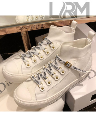 Dior Walk'n'Dior Mid-top Sneaker in White Technical Knit Fabric 2019