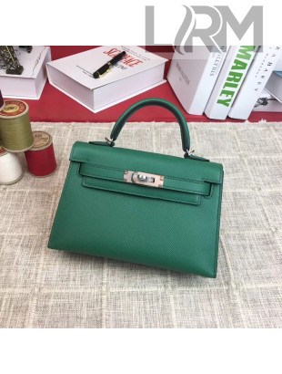 Hermes Mini Kelly 2 Handbag in Original Epsom Leather Green 2 (Half Handmade)