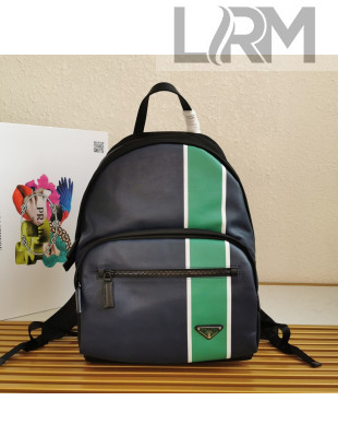 Prada Men's Striped Leather Backpack 2VZ066 Black/Green 2020