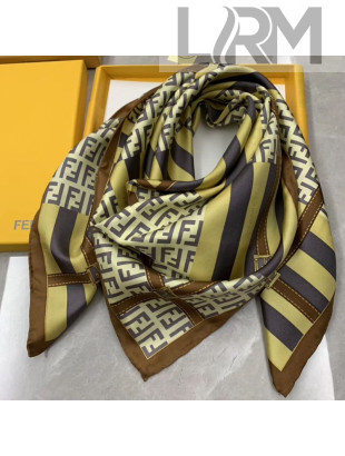 Fendi Silk FF Stripes Check Square Scarf 90x90cm 2019