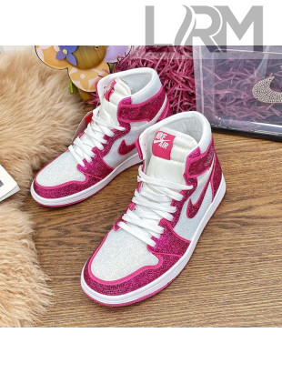 Nike Air Jordan Crystal Allover High-top Sneakers Hot Pink 2020 (For Women and Men)