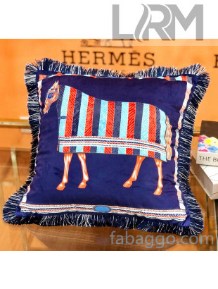 Hermes Horse Throw Pillow 45x45cm H2082418 Deep Blue 2020