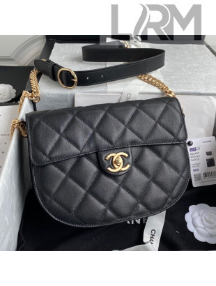 Chanel Quilted Calfskin Small Messenger Bag AS2485 Black 2021