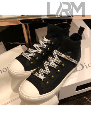 Dior Walk'n'Dior Mid-top Sneaker in Black Technical Knit Fabric 2019