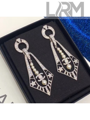 Chanel Silver Crystal Earrings 56 2020