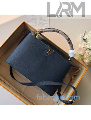 Louis Vuitton Capucines PM with Snakeskin Top Handle N94100 Navy Blue 2020