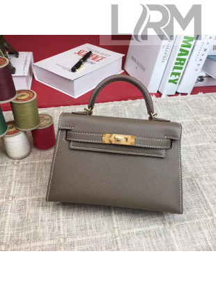 Hermes Mini Kelly 2 Handbag in Original Epsom Leather Etoupe (Half Handmade)