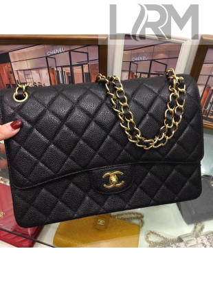 Chanel A58600 Caviar Leather Classic Jumbo Flap Bag Black 2019 TOP （GHW）